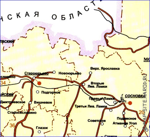 carte de des routes Oblast de Tambov