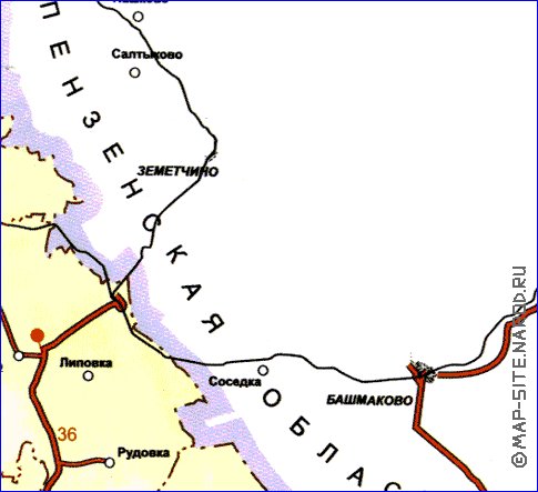 carte de des routes Oblast de Tambov