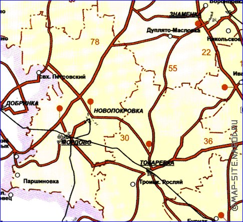 mapa de de estradas Oblast de Tambov