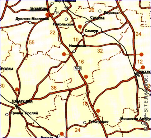 mapa de de estradas Oblast de Tambov