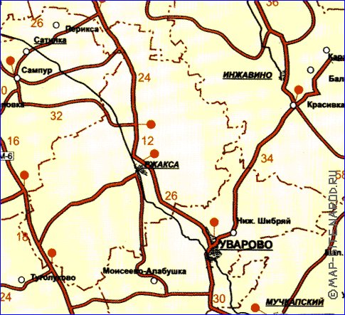 mapa de de estradas Oblast de Tambov