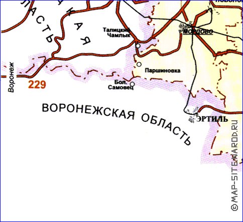 carte de des routes Oblast de Tambov