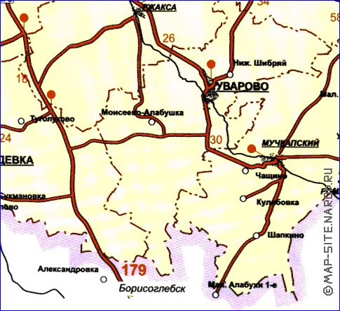 mapa de de estradas Oblast de Tambov