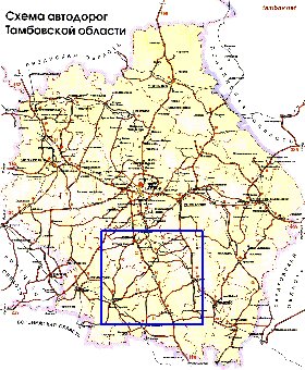 mapa de de estradas Oblast de Tambov