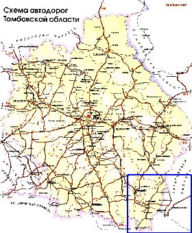 carte de des routes Oblast de Tambov