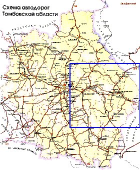 mapa de de estradas Oblast de Tambov