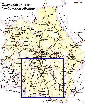 mapa de de estradas Oblast de Tambov