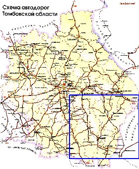 mapa de de estradas Oblast de Tambov