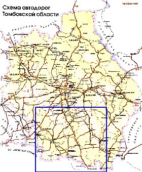 mapa de de estradas Oblast de Tambov