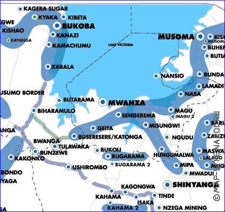 mapa de Tanzania em ingles