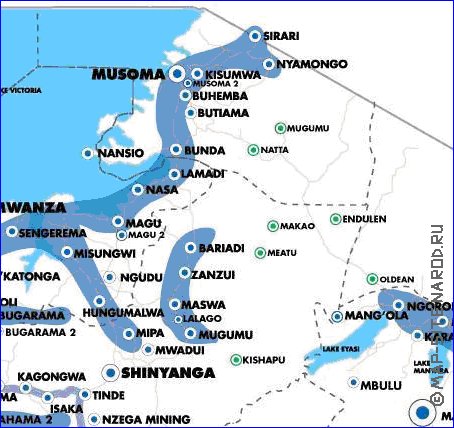 mapa de Tanzania em ingles