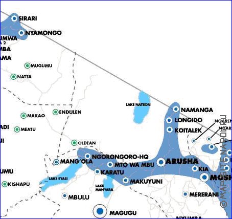 mapa de Tanzania em ingles