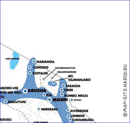 mapa de Tanzania em ingles