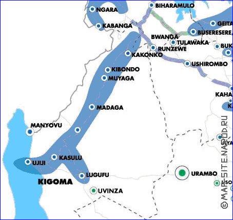 mapa de Tanzania em ingles