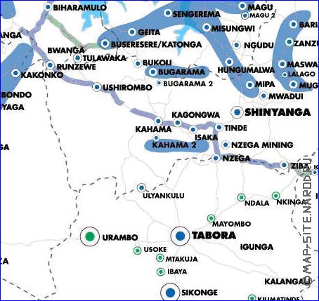 mapa de Tanzania em ingles