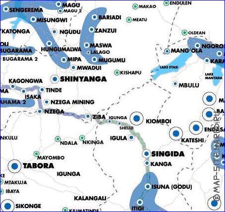 mapa de Tanzania em ingles