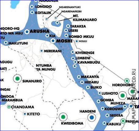 mapa de Tanzania em ingles