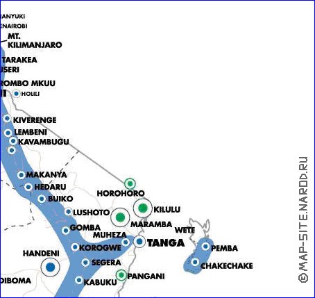 mapa de Tanzania em ingles