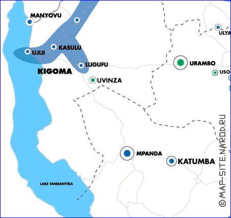 mapa de Tanzania em ingles