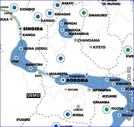 mapa de Tanzania em ingles