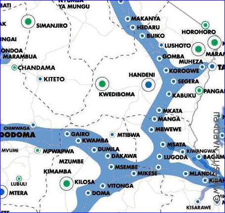 mapa de Tanzania em ingles