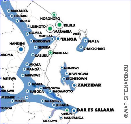 mapa de Tanzania em ingles