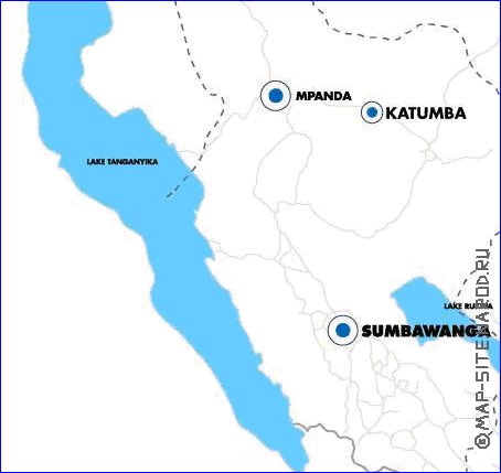 mapa de Tanzania em ingles