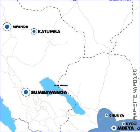 carte de Tanzanie en anglais