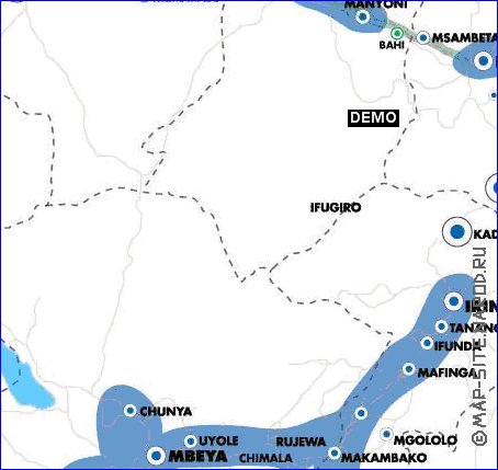 mapa de Tanzania em ingles