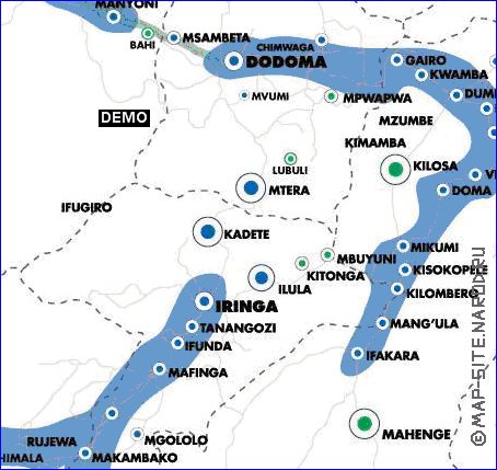 mapa de Tanzania em ingles