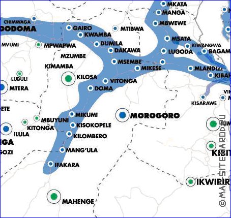 mapa de Tanzania em ingles