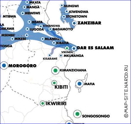 mapa de Tanzania em ingles