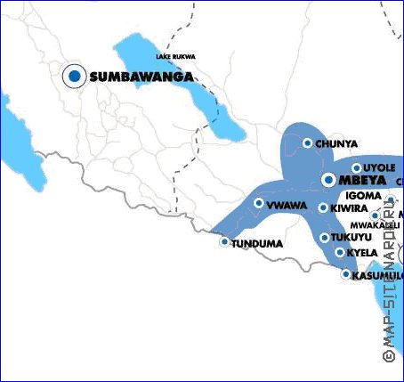 mapa de Tanzania em ingles