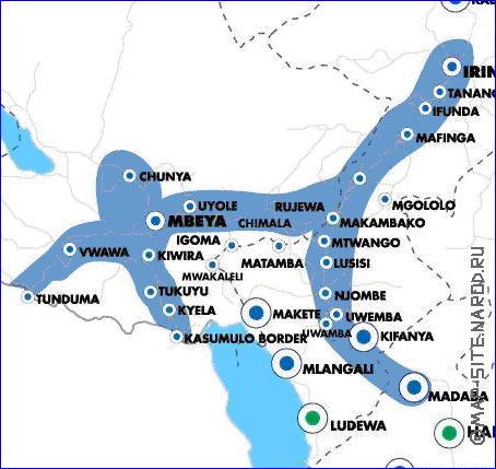 mapa de Tanzania em ingles