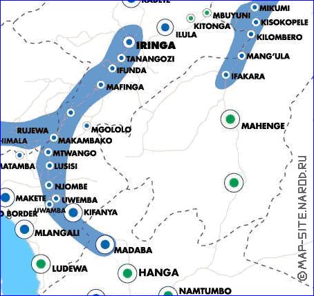 mapa de Tanzania em ingles