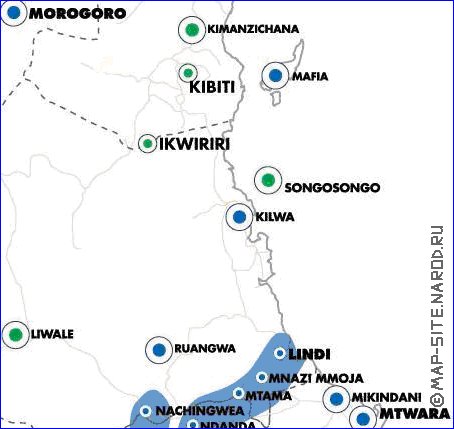 mapa de Tanzania em ingles