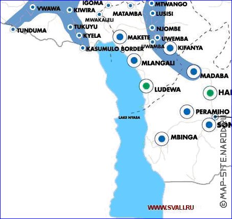 mapa de Tanzania em ingles