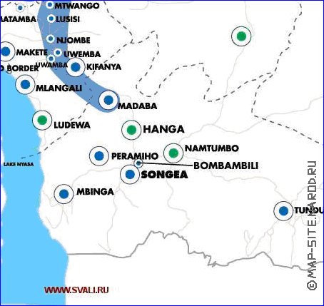 mapa de Tanzania em ingles