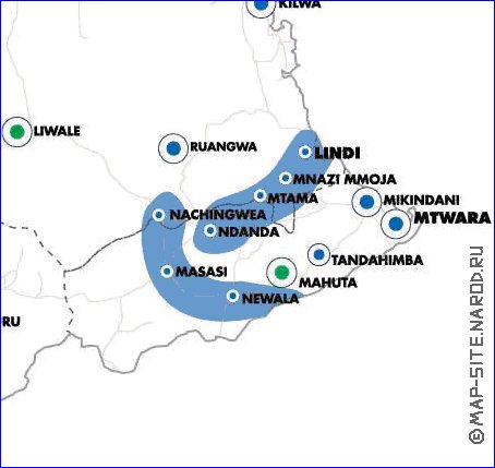 mapa de Tanzania em ingles