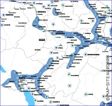 mapa de Tanzania em ingles