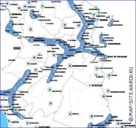 mapa de Tanzania em ingles