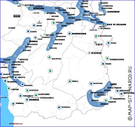 mapa de Tanzania em ingles