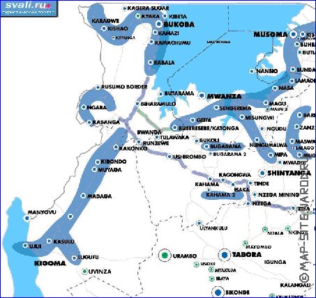 mapa de Tanzania em ingles