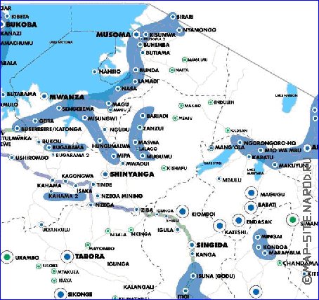 mapa de Tanzania em ingles