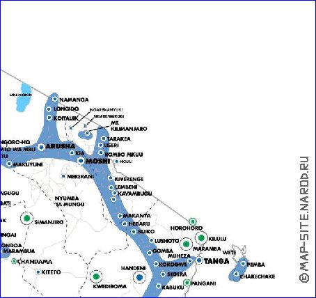 mapa de Tanzania em ingles