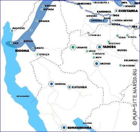 mapa de Tanzania em ingles