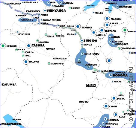 carte de Tanzanie en anglais