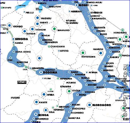 mapa de Tanzania em ingles