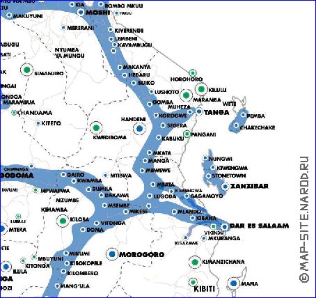 mapa de Tanzania em ingles