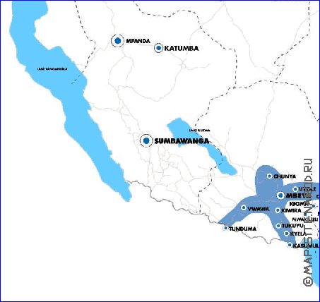 mapa de Tanzania em ingles